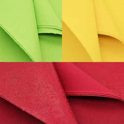 maDDma Patchies 3 zuschneidbare Flicken, Stoff - 100 % Baumwolle, Klebstoff - Polyethylen, rot gelb grün