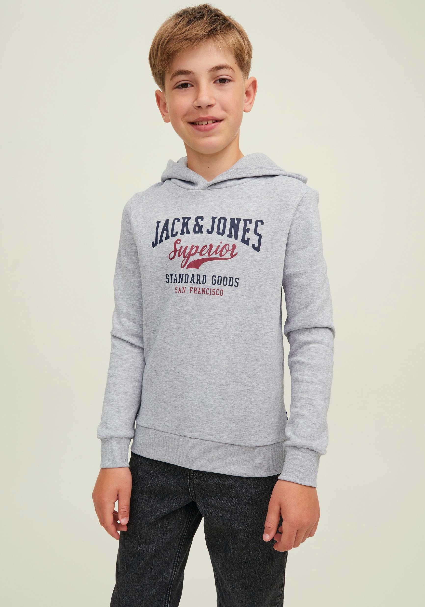 & Jack Jones Kapuzensweatshirt Junior light grey melange