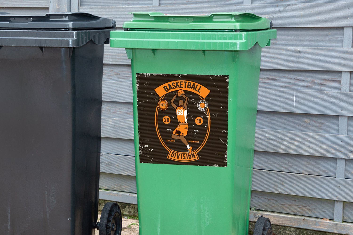 MuchoWow Mancave Sticker, Basketball Wandsticker Orange Sport Abfalbehälter - - Mülleimer-aufkleber, - Mülltonne, Vintage (1 - Container, St),