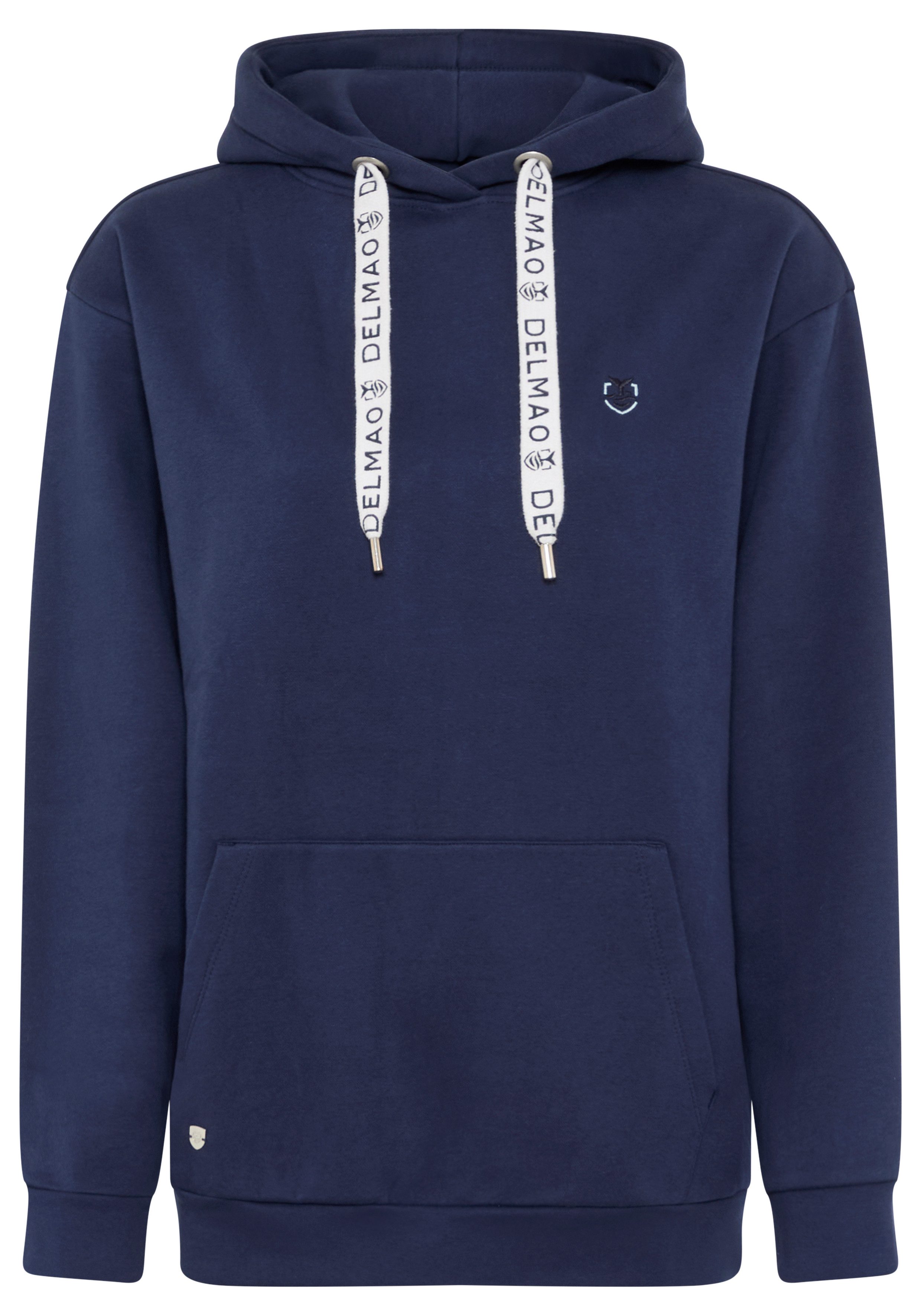 DELMAO Kapuzensweatshirt Weiche Baumwollmischung mit Kängurutasche und bedruckter Kordel