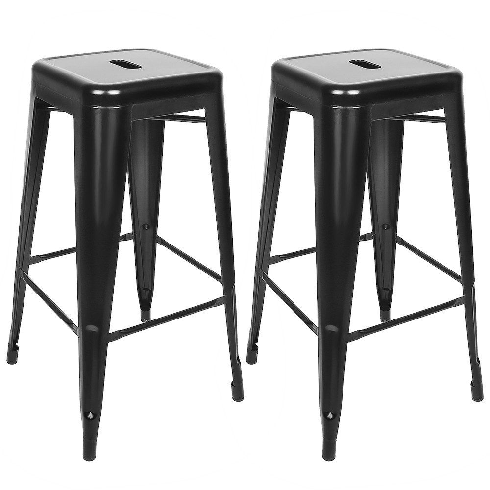 JEOBEST Barhocker Metall Barhocker 2er Set, Stapelbar, Industrial Eisen Barhocker 76 cm