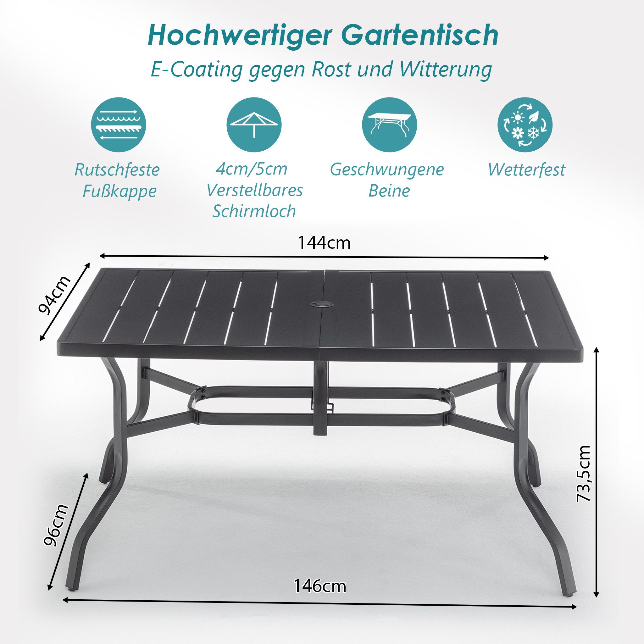 Thanaddo Tischelement Gartentisch – Quadratischer Eisentisch, geeignet für Gärten, Balkone.