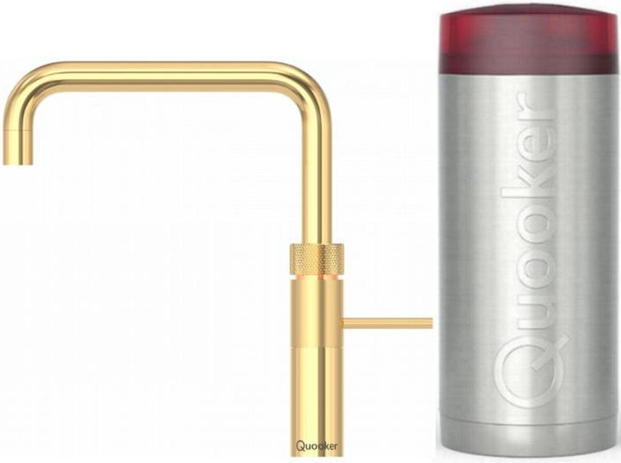 mit QUOOKER SQUARE Küchenarmatur (22+FSGLD) mit Armatur Gold FUSION Dichtungen (2-St) Spültischmischer 100°C Kartusche keramischen 100°C Kochendwasserfunktion, COMBI+ B & QUOOKER