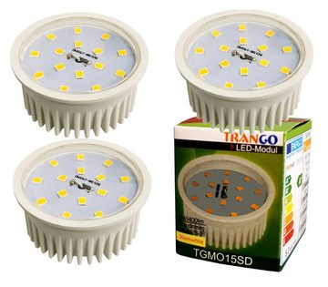 TRANGO LED Einbauleuchte, 3er Set 6729IP65-039MOSD IP65 Außen LED Einbaustrahler aus ALU gebürstet inkl. 3x 5 W 3-Stufen dimmbar 3000K warmweiß Ultra Flach LED Modul, Deckenstrahler, Deckenlampe