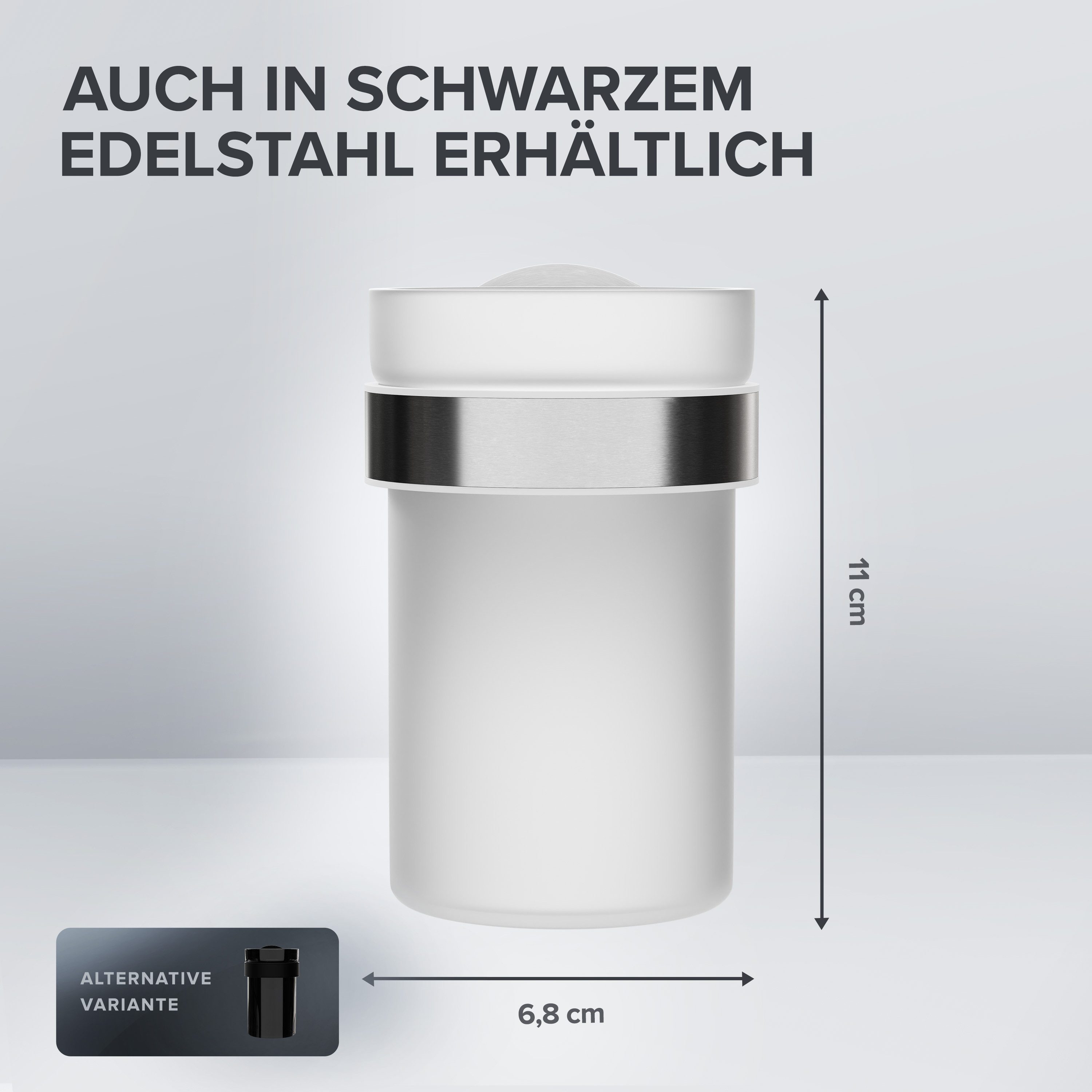 ovimar Zahnputzbecher, (1-St), aus Edelstahl in Silber zur Zum Kleben