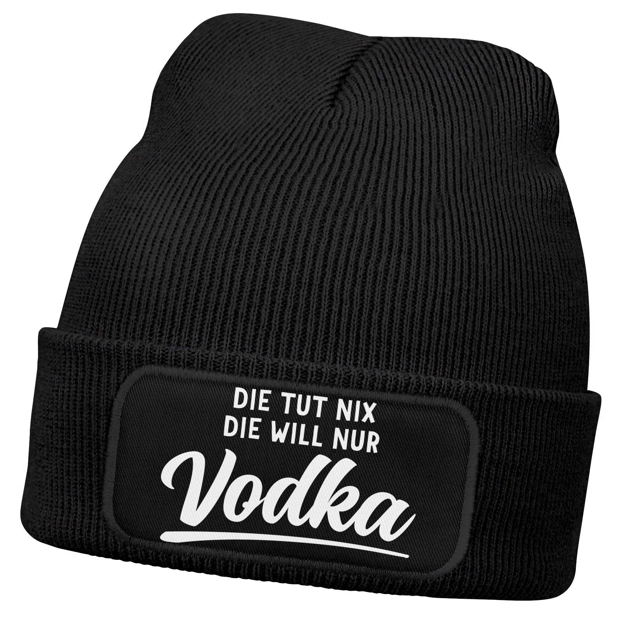 Strickmütze Damen Beanie mit Patch Strickmütze mit Spruch Lieblingsgetränk Party