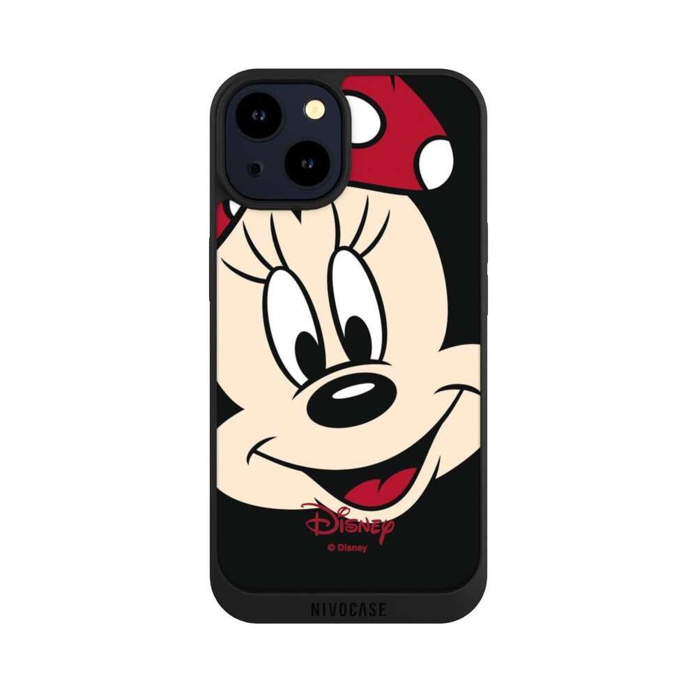 NIVOCASE Handyhülle Minnie Mouse Disney Offizielles Lizenzprodukt Minnie All Over, Apple iPhone 14 Handyhülle Hülle NIVOpure Case Schwarz