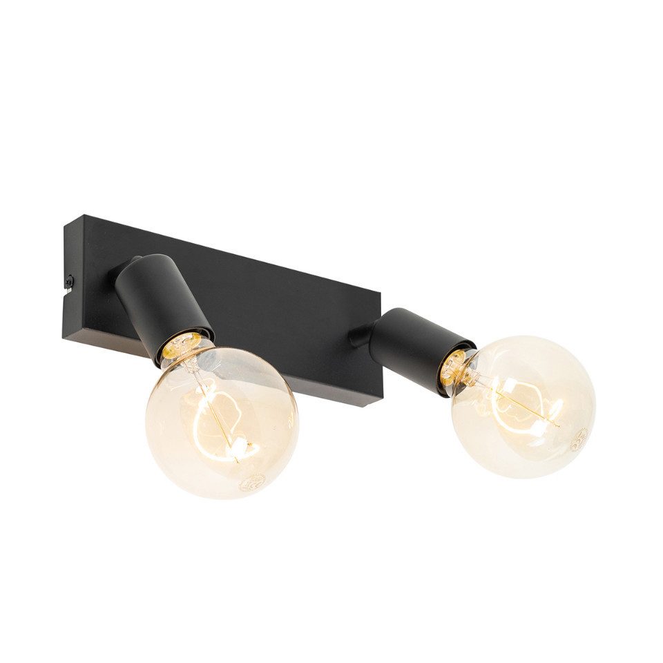 Qazqa LED Aufbaustrahler Facil, ohne Leuchtmittel, E27, Schwarz, Modern, Stahl, 2-flammig