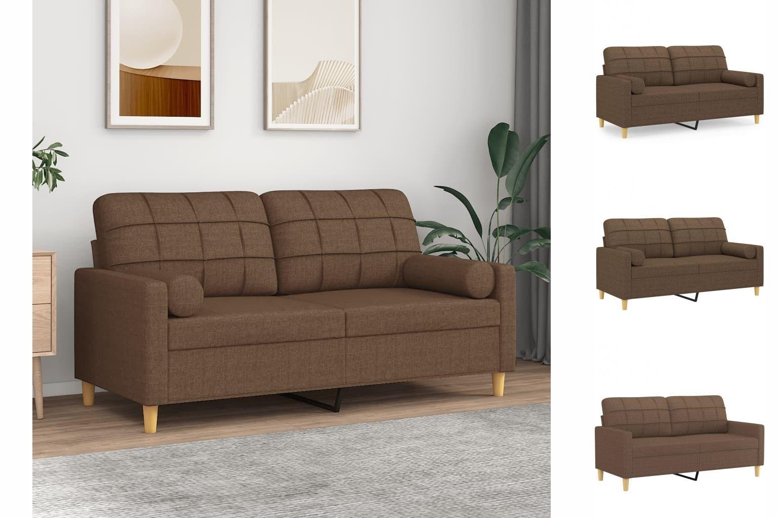 140 Zierkissen cm vidaXL Braun 2-Sitzer-Sofa mit Sofa Stoff