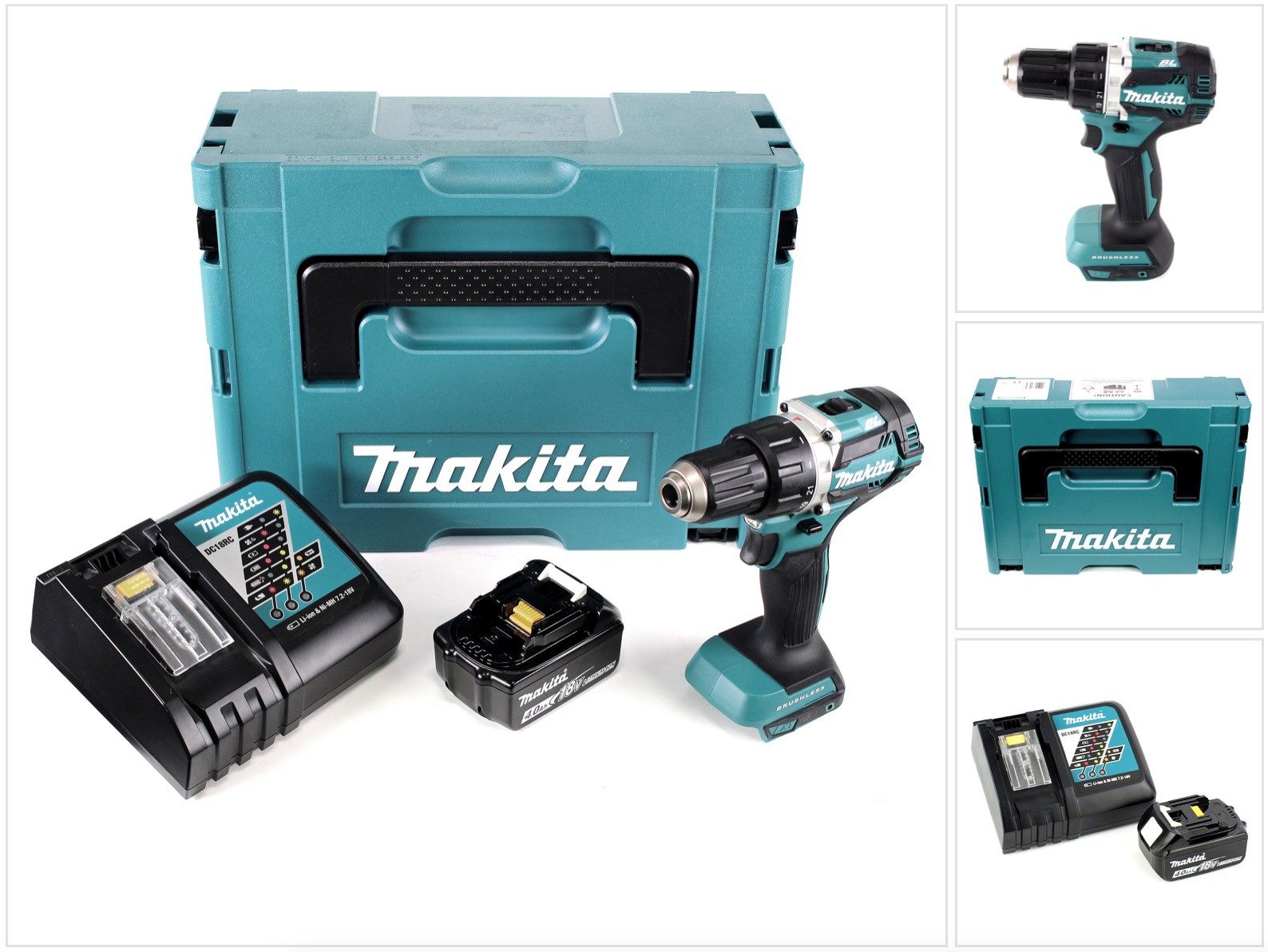 Säulenbohrmaschine DDF 484 RM1J 18 V Akku Bohrschrauber Brushless 54 Nm im Makpac mit 1x