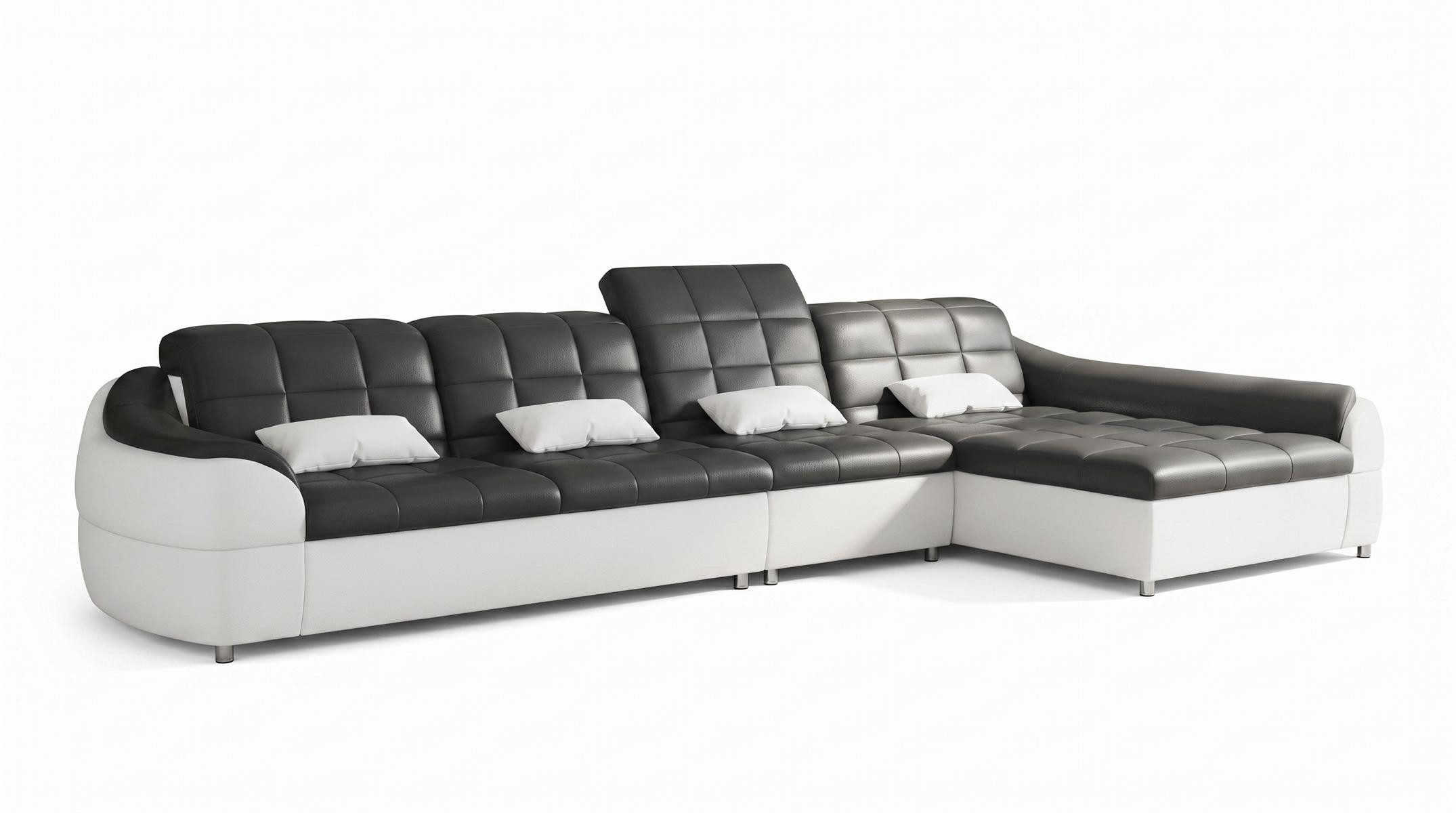 JVmoebel Ecksofa Modern Ecksofa L-Form Schwarz LED Luxus Premium Couch, 2 Teile, Made in Europa