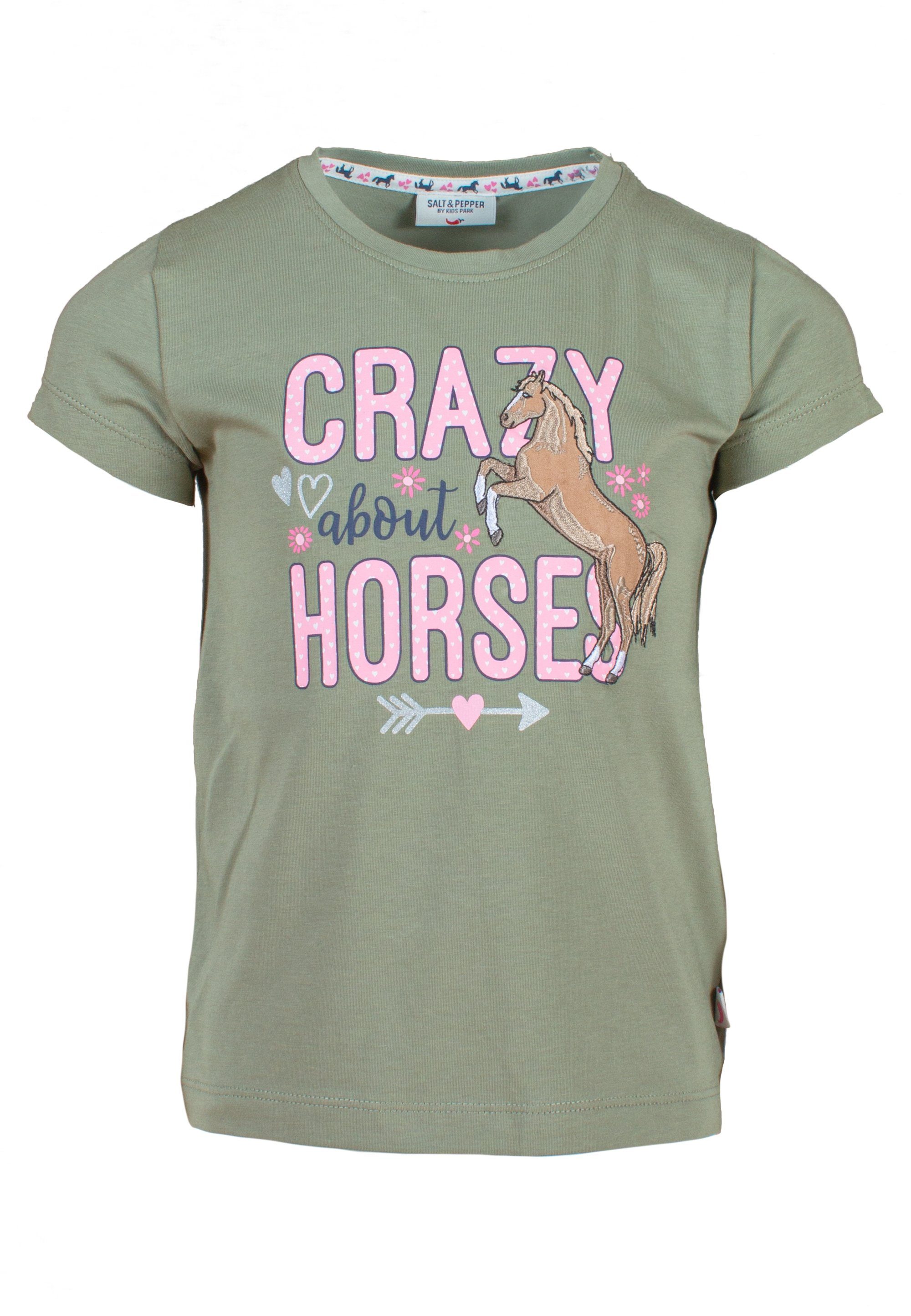 SALT AND mit PEPPER Pferde-Motiven grün, rosa schönen Horses (2-tlg) Crazy T-Shirt