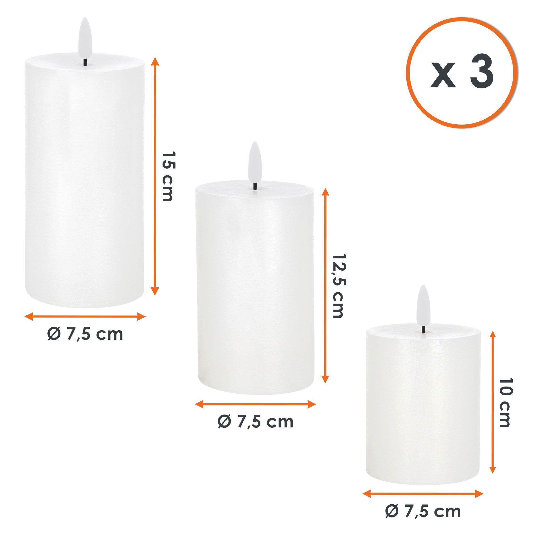 Spetebo LED-Kerze 3er Set Echtwachs Kerze wiederaufladbar mit Ladestation, warm weiß, Künstliche Stumpenkerze mit Flammen Effekt Akku betrieben – Bild 4 von 5