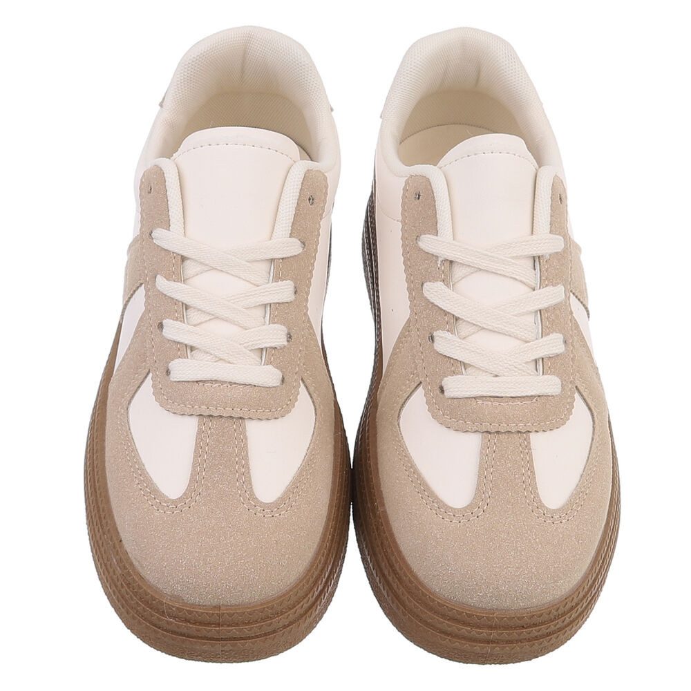 Ital-Design Damen Low-Top Freizeit Sneaker (88843409) Flach Sneakers Low in Creme