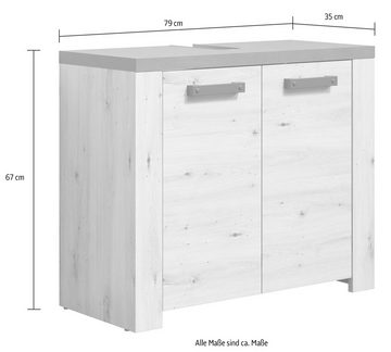 Home affaire Waschbeckenunterschrank Ambres matte Echtholzoptik, ca. 79 cm breit, Türanschlag L/R, Melamin