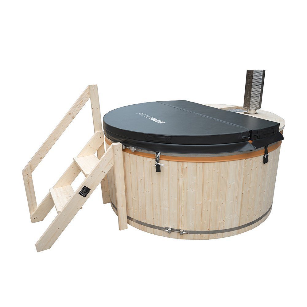 HOME DELUXE Badewanne Hot Tub SKANDI, (inkl. Ofen & Poolabdeckung), Badebottich Badefass Badetonne