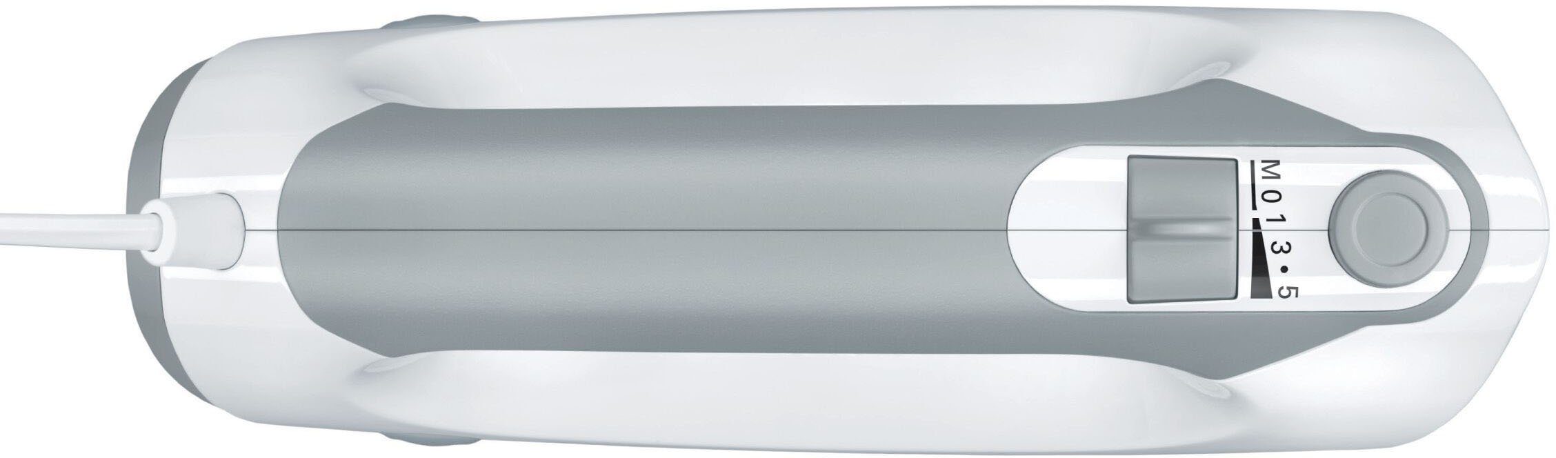 BOSCH Handmixer ErgoMixx MFQ36470, Edelst. Rührbesen/Knethaken, Mixfuß, 5 Stufen, weiß, 450 W, Turbotaste, Mixbecher, ergon. Soft-Touch-Griff, Made in Europe