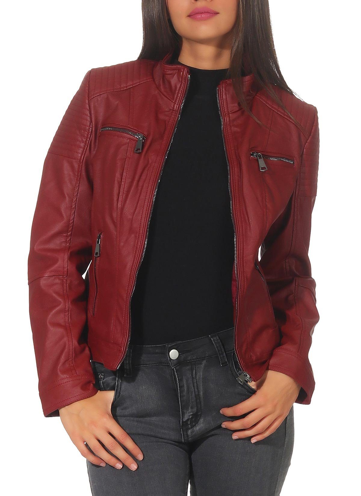 malito more than fashion Lederimitatjacke 5179 Bikerjacke kurz geschnitten günstig online kaufen