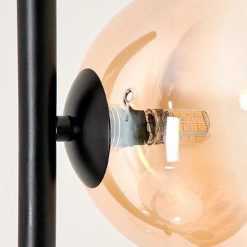 hofstein Stehlampe Stehlampe aus Metall/Glas in Schwarz/Bernstein/Klar, ohne Leuchtmittel, Glasschirme (10cm, 12cm, 15cm), Schalter, 6 x G9, ohne Leuchtmittel