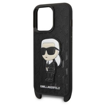 KARL LAGERFELD Handyhülle Karl Lagerfeld Monogram Ikonik Hardcover für iPhone 14 Pro Max Schwarz