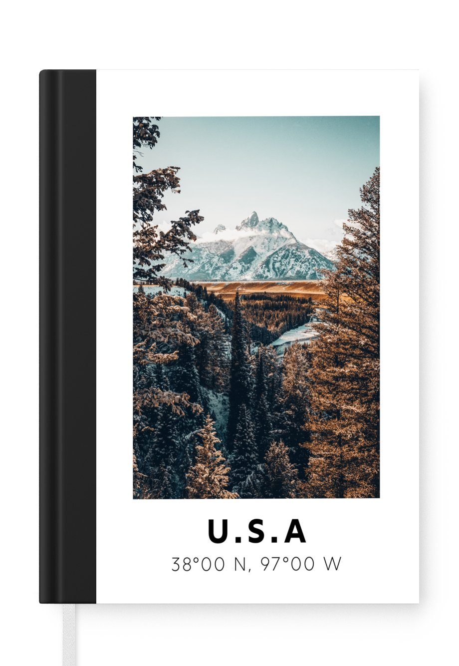 MuchoWow Notizbuch Amerika - Herbst - Berge - Schnee, Journal, Merkzettel, Tagebuch, Notizheft, A5, 98 Seiten, Haushaltsbuch