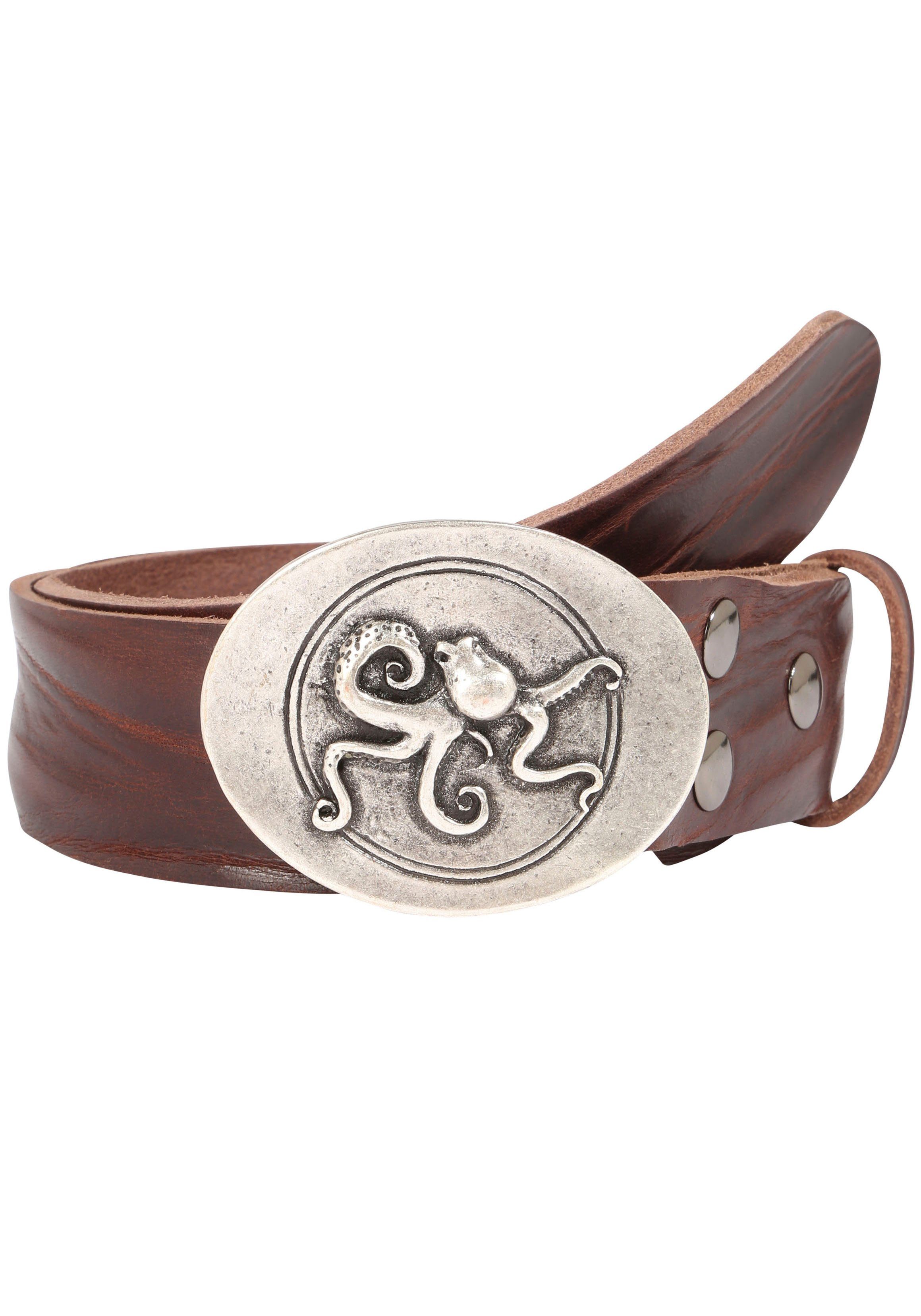 Rettungsring Ремені Ledergürtel mit austauschbarer Schließe »Oktopus Oval Silber«