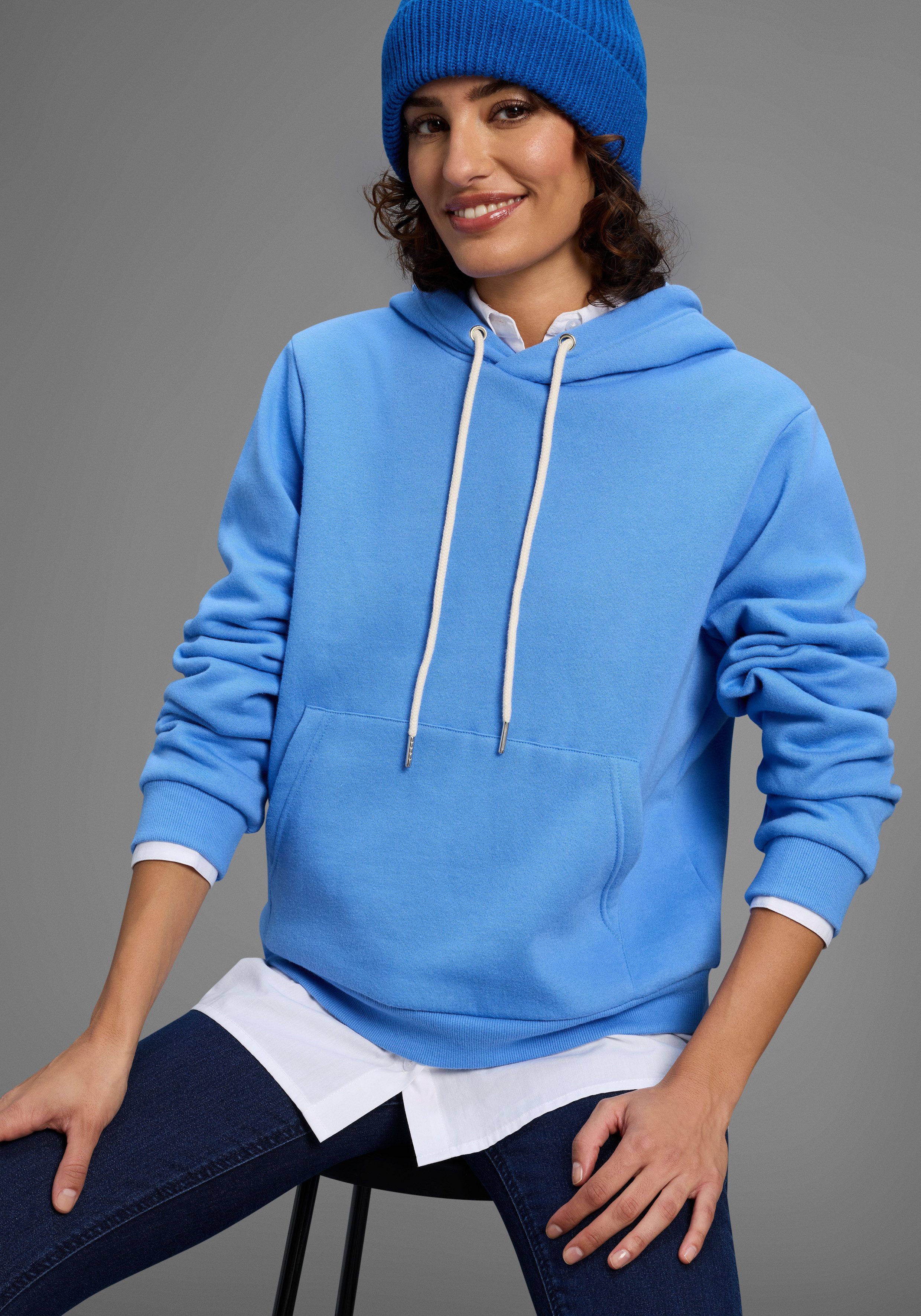 DELMAO Kapuzensweatshirt Angeraute Baumwollmischung mit Kapuze günstig online kaufen