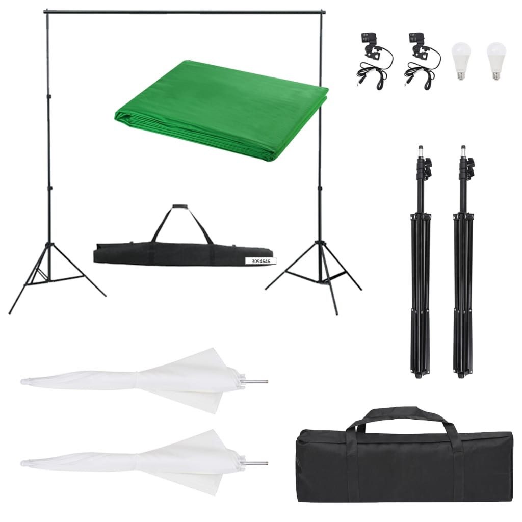 vidaXL Fotohintergrund 500 x 300 cm Fotostudio Set mit Beleuchtung und Hintergrund