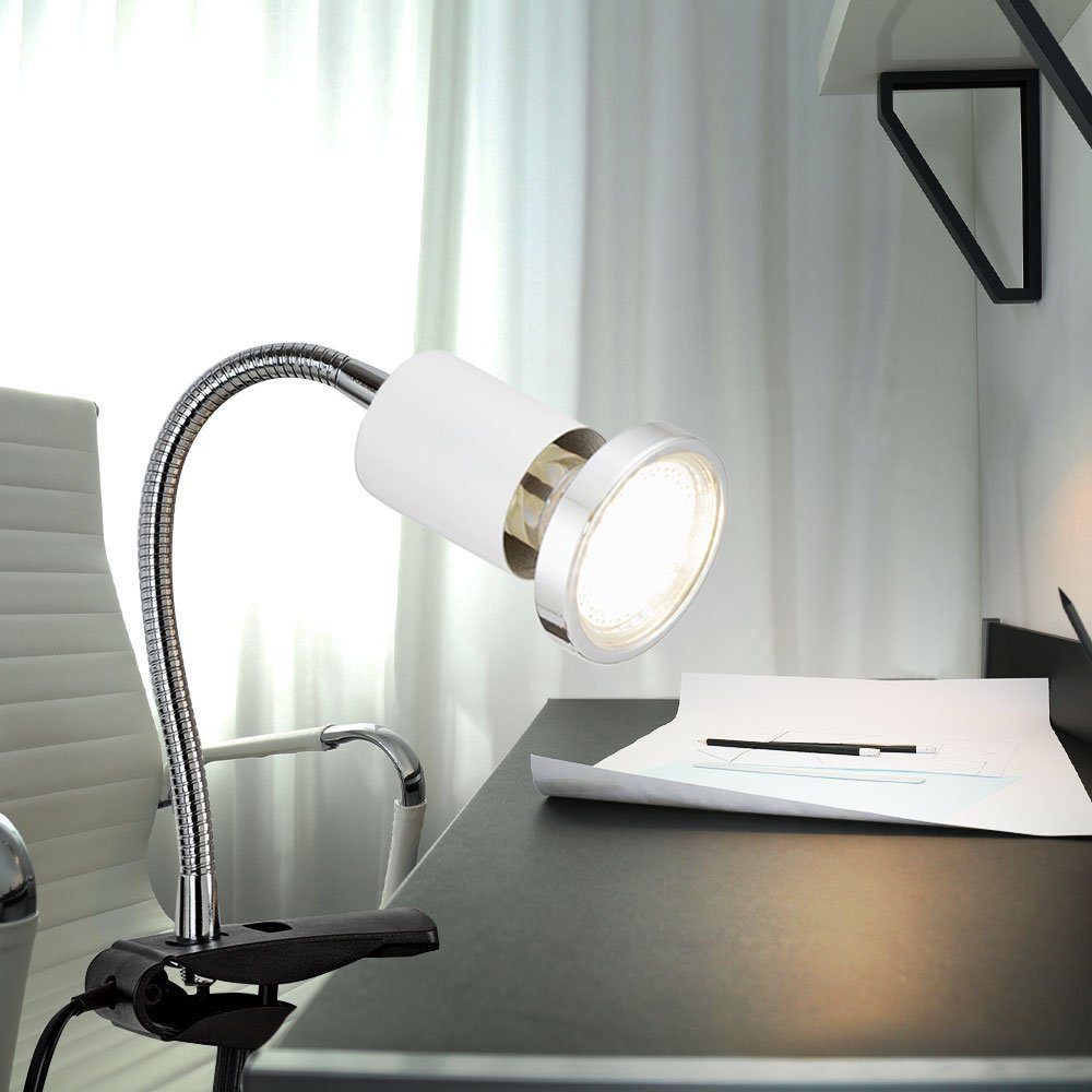 Klemmlampe Klemmleuchte Klemmlampe weiß LED LED mit inklusive, Warmweiß, Leuchtmittel Klemmleuchte, etc-shop Stecker