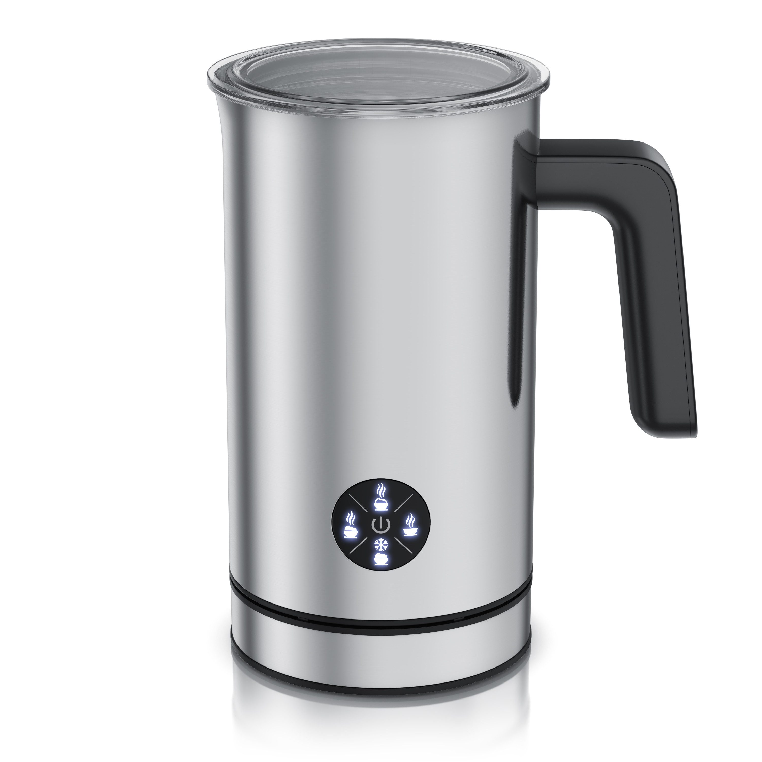 Arendo Milchaufschäumer elektrisch, Doppelwandgehäuse, 4 Programme, Antihaftbeschichtung, 500 W, Heiß & Kaltaufschäumen (150 & 300 ml), für Cappucino / Latte Macciato