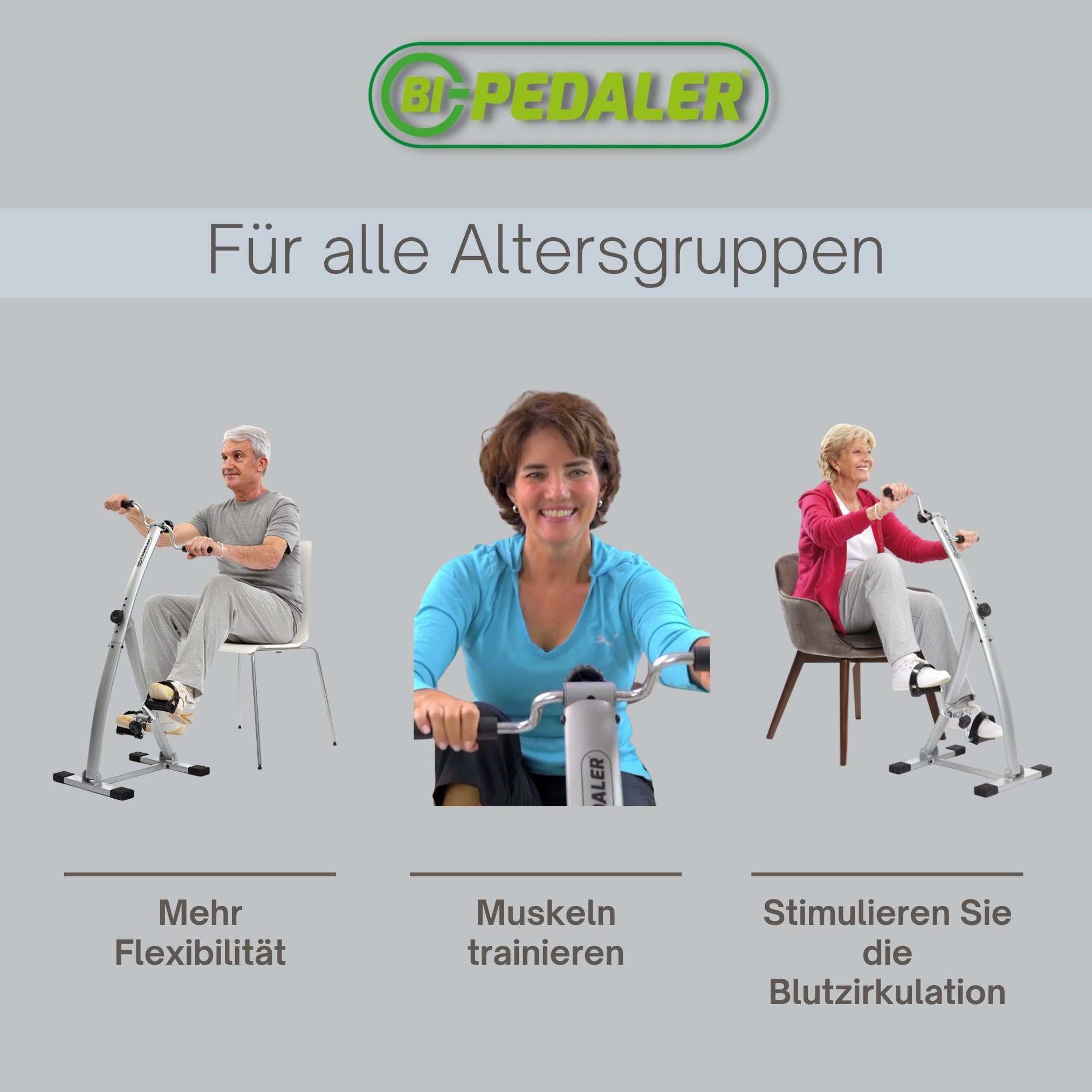 Gymform® Heimtrainer Bi Pedaler (mit oder ohne Computer, mit Magnetarmband), Bewegungstrainer für Senioren, Arme und Beine, Sport im sitzen