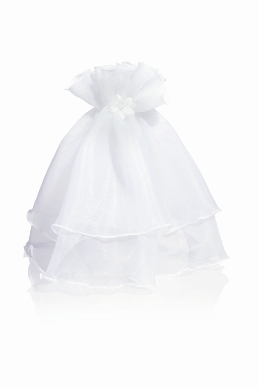 INNA-Glas Stumpenkerze Dekorock für Kerzen LILLIBETH aus Organza, weiß, 20cm, Ø4cm
