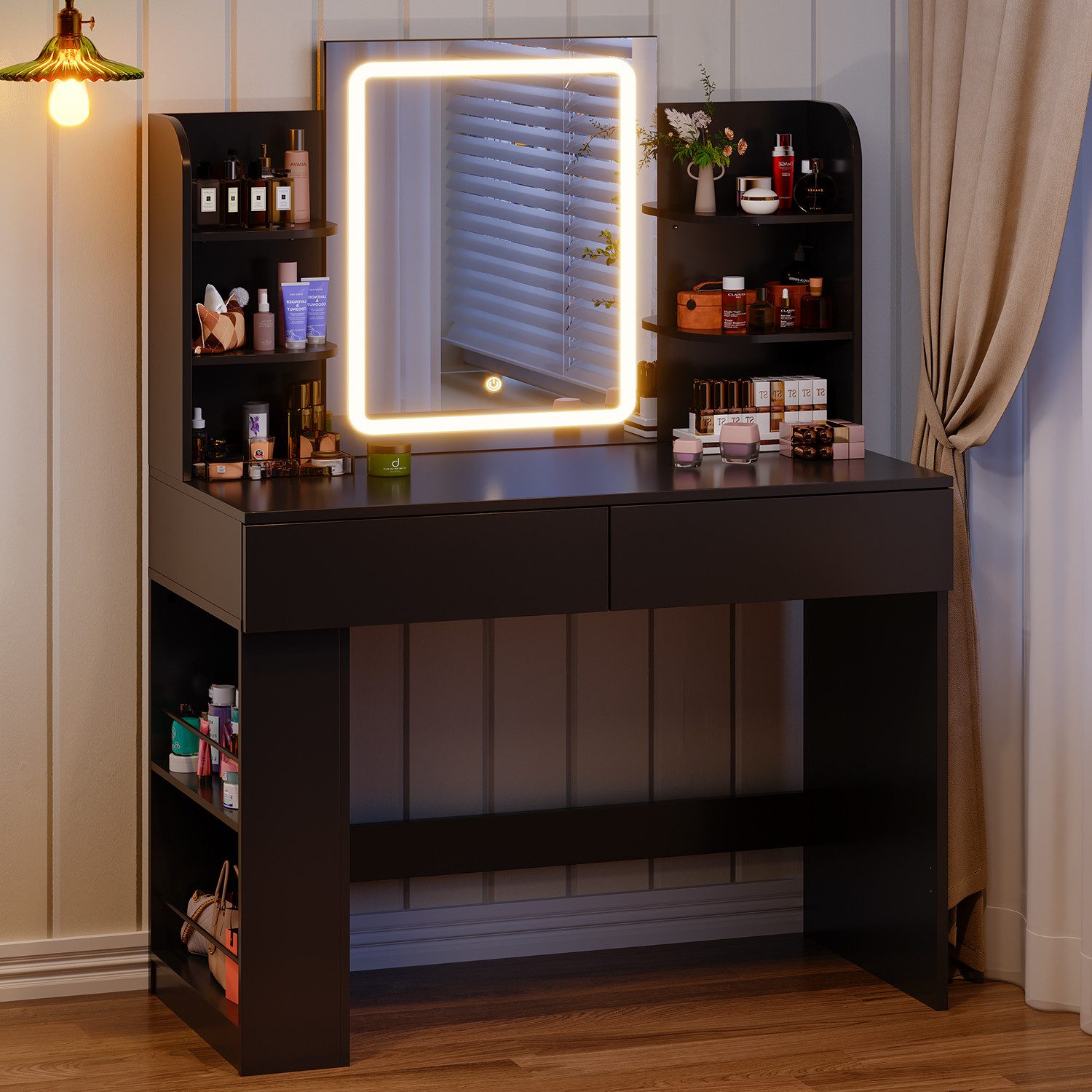 HOMALL Schminktisch Mit LED-Beleuchtung, 90/110*40*135CM, Helligkeit günstig online kaufen