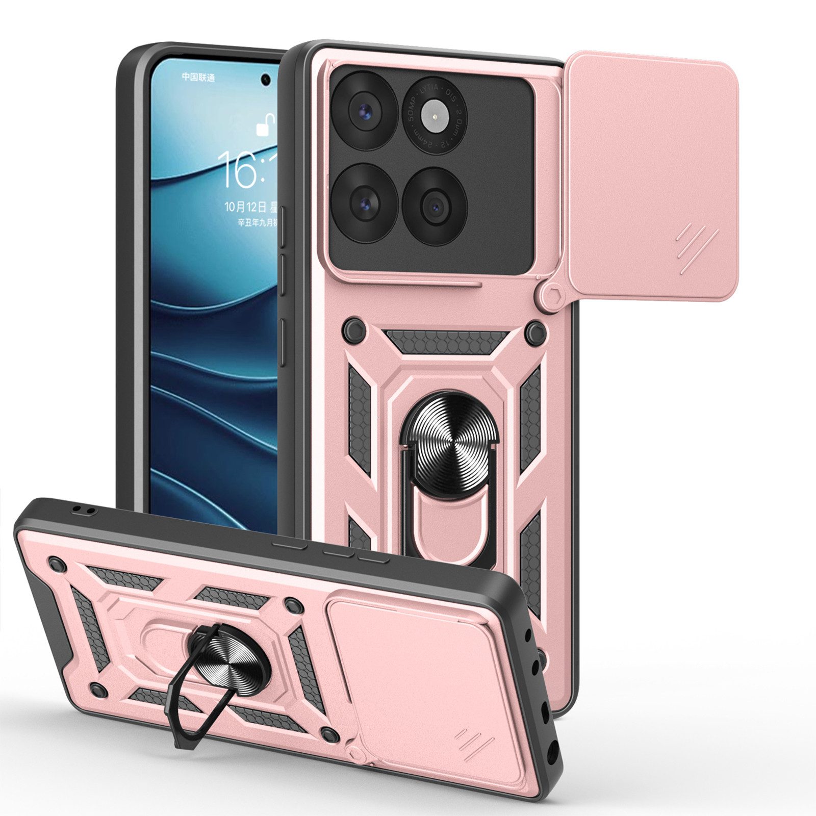 betterfon Handyhülle für Motorola Edge 60 / Edge 60 Fusion Panzerhülle mit Kameraschutz, Outdoorhülle mit Ringhalter, Silikonkern & präziser Passform