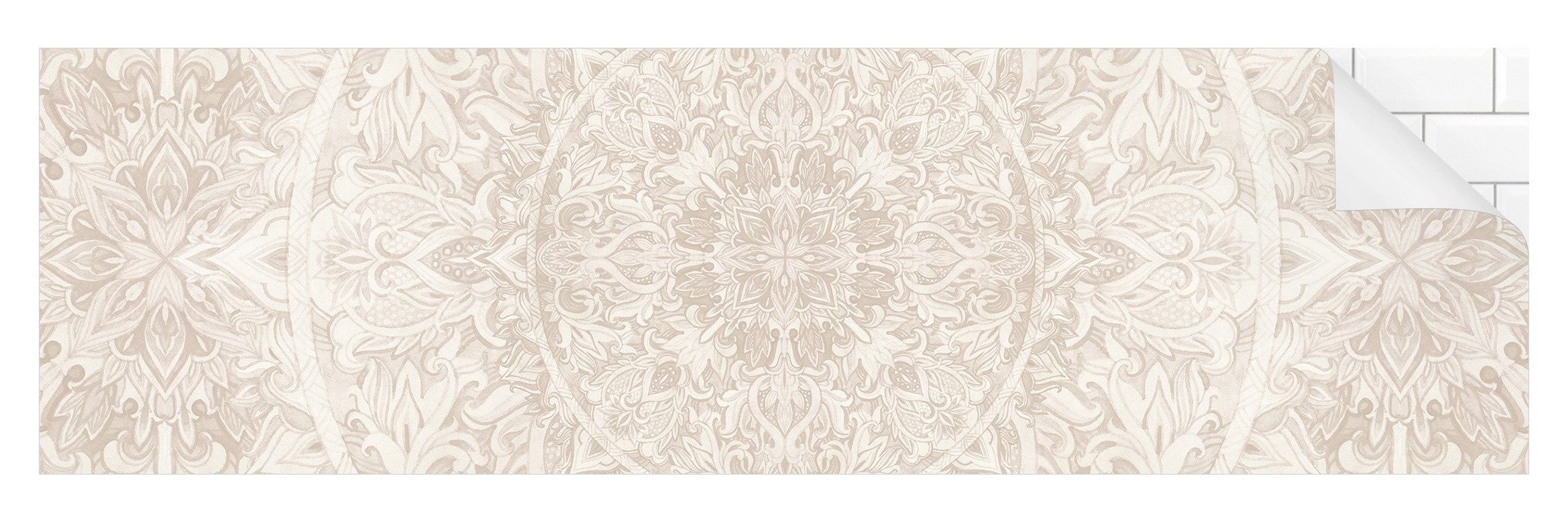 Bilderdepot24 Badrückwand beige fugenlose Wandverkleidung Bad Orientalisch, (Hartfolie matt » Selbstklebend SMART 0,35 mm), wasserfestes Wandpaneel Mandala Muster Ornament