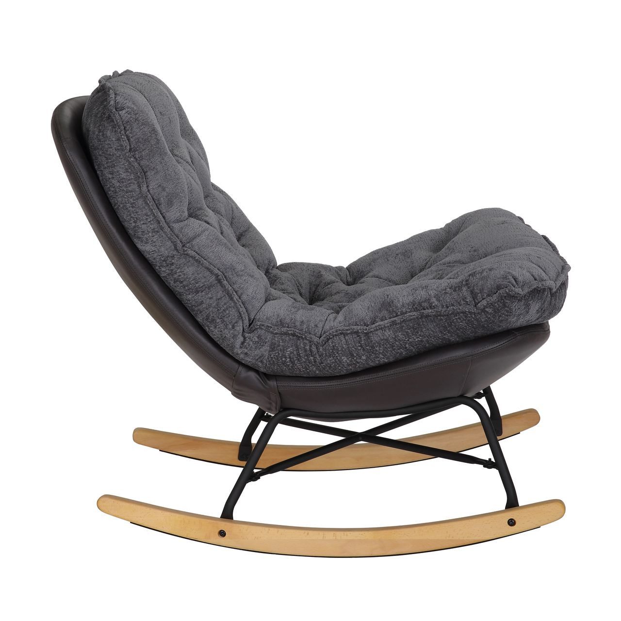 Better Home Relaxsessel Schaukelstuhl Relaxsessel mit Buchenholzsockel, grau & schwarz