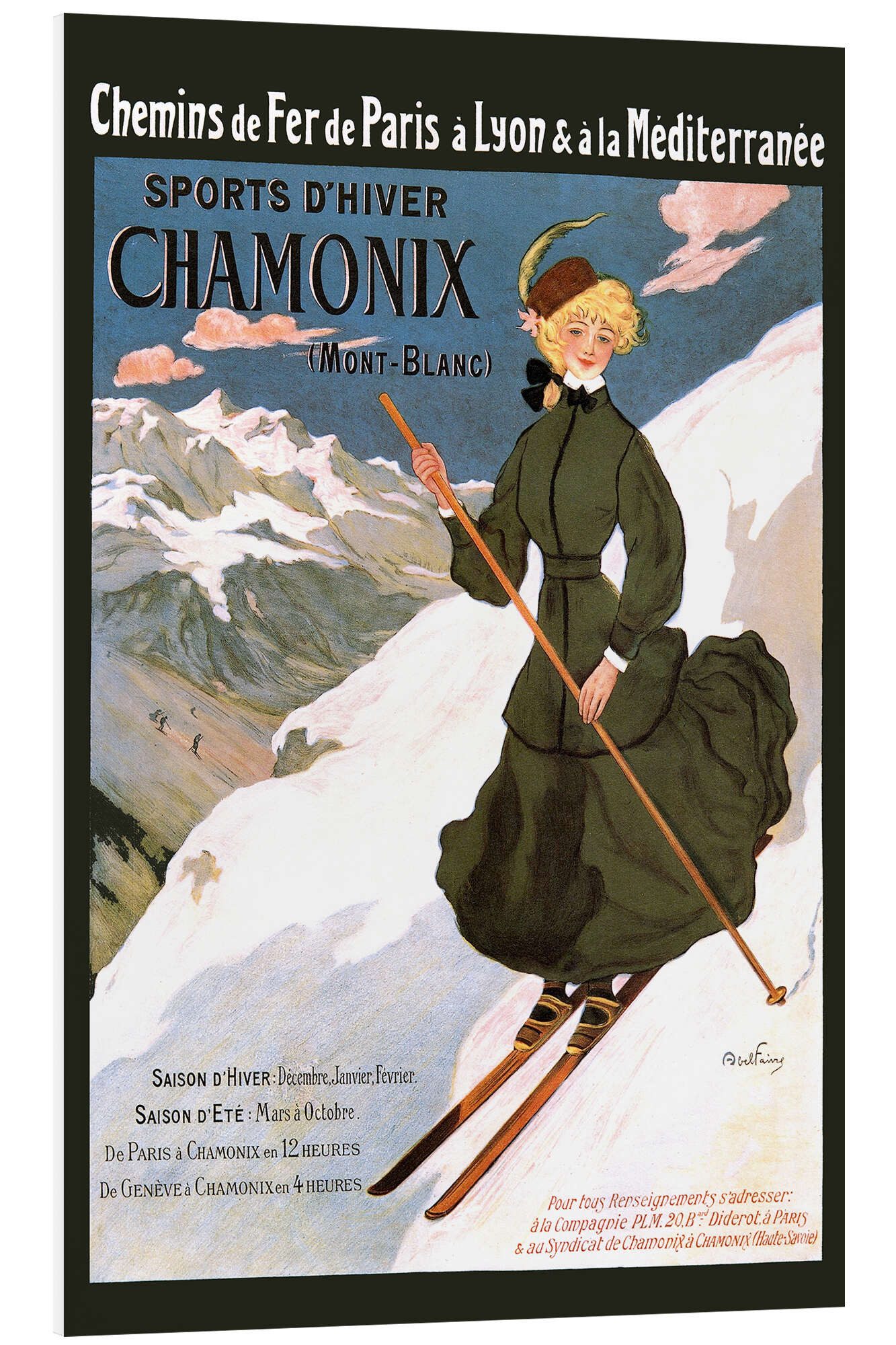 Posterlounge Forex-Bild Vintage Ski Collection, Abel Faivre Sports D'Hiver Chamonix, Vintage Illustration