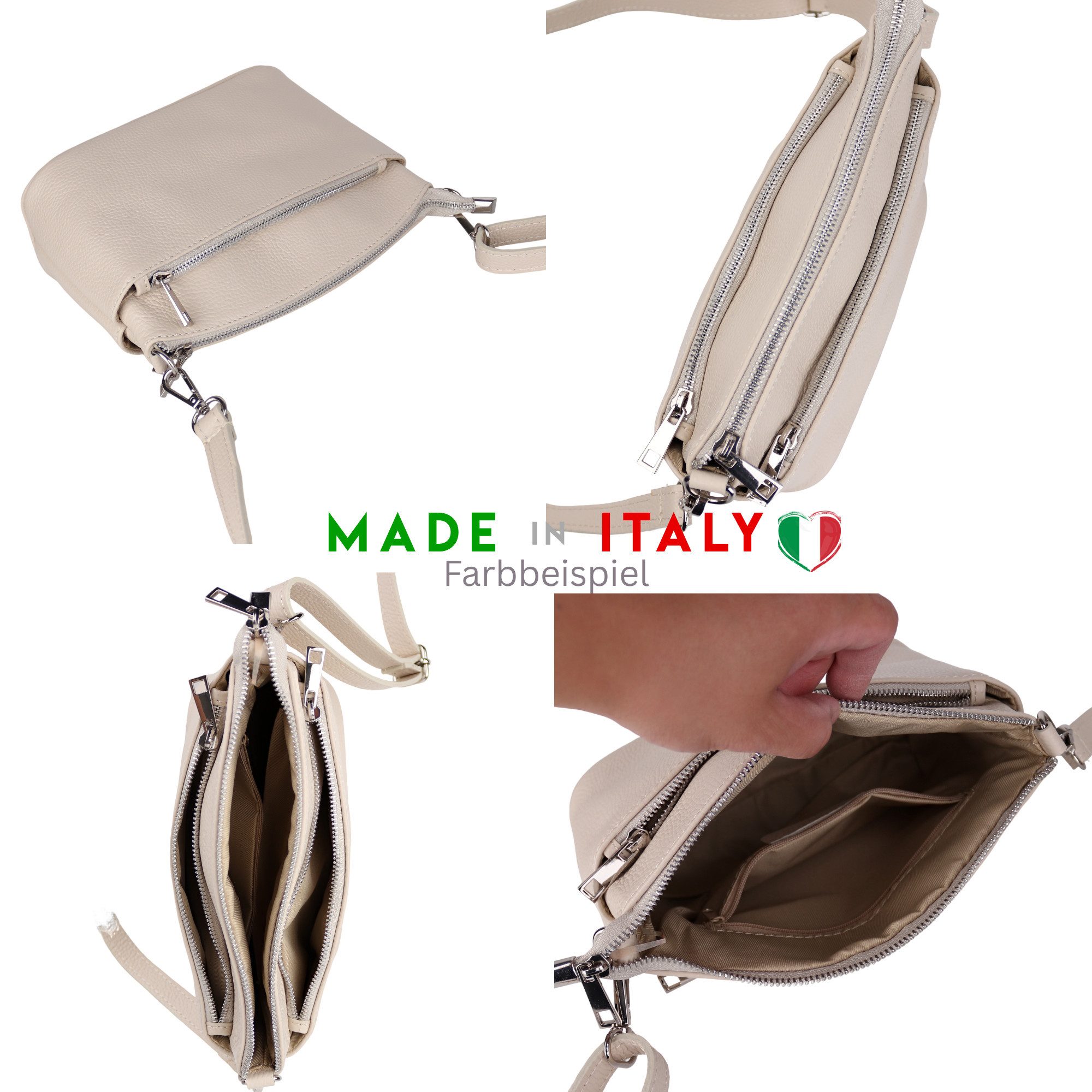 MIRROSI Umhängetasche Damen, Echtleder, Leder, Made in Italy, 25x17x10cm Klein (Schultertasche für jeden Anlass (1 Tasche mit 1 oder 2 Gurte), Crossbody Bag, Schwarz, gemusterten& verstellbaren Schulterriemen
