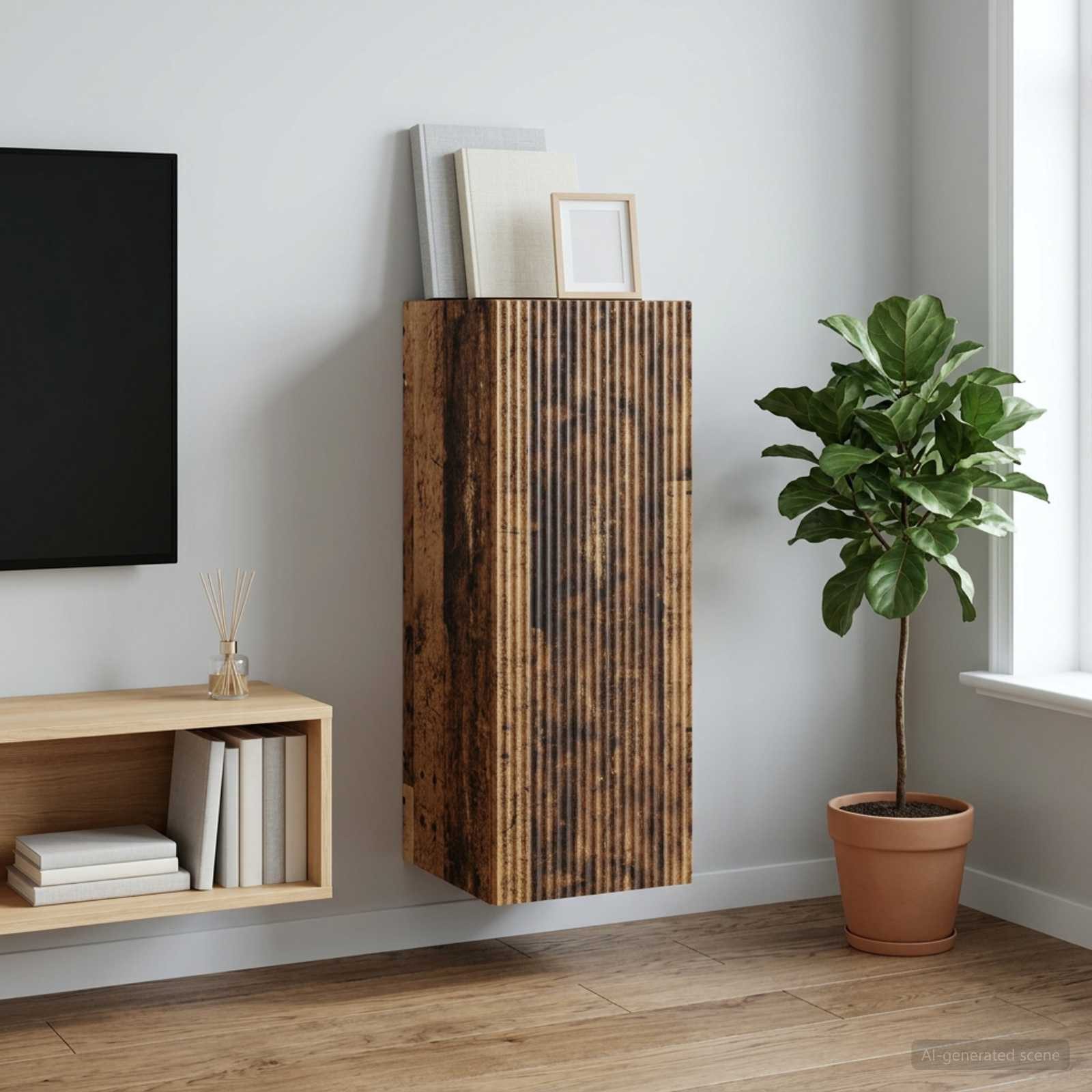 vidaXL Schranksystem Wandschrank 33 x 34,5 x 90 cm Holzwerkstoff Altholz (1-St)