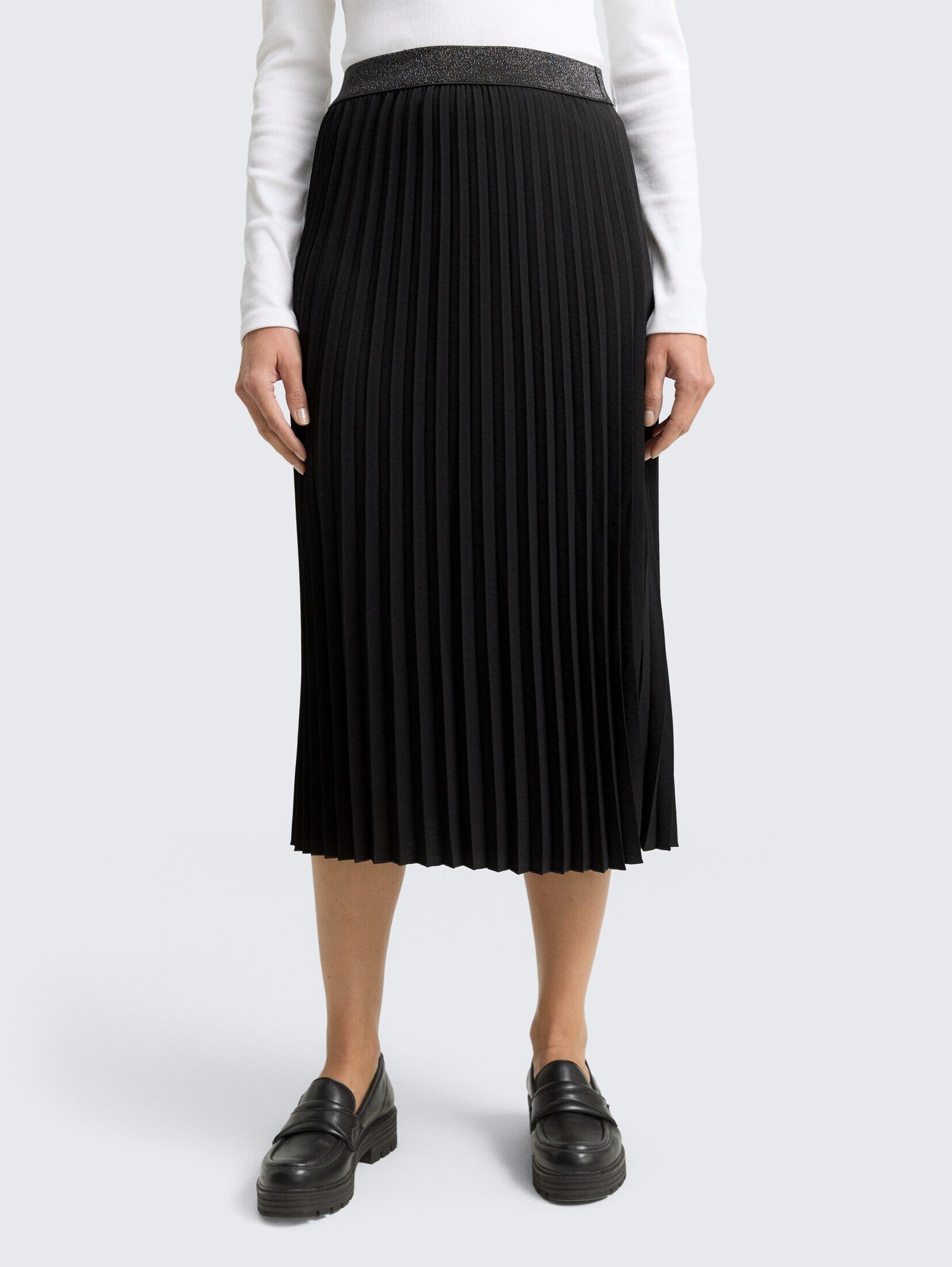 TOM TAILOR Sommerrock Röcke Plissee Midi-Rock mit Glitzer-Detail