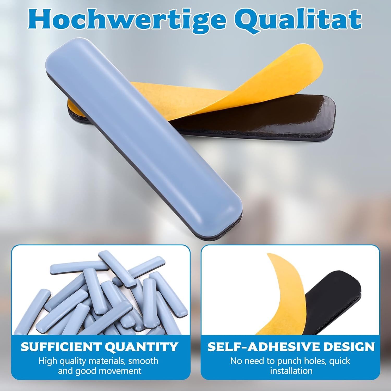 FELIXLEO Stuhlsocke 25 Stück Teflongleiter Selbstklebend 16x75mm für Stühle Möbel, (1 St) – Bild 3 von 5