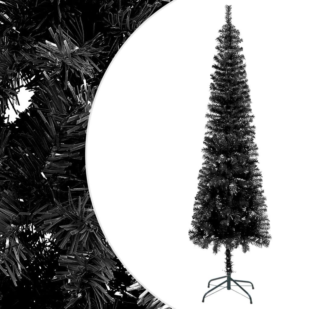 furnicato Künstlicher Weihnachtsbaum Schlanker Weihnachtsbaum Schwarz 120 cm