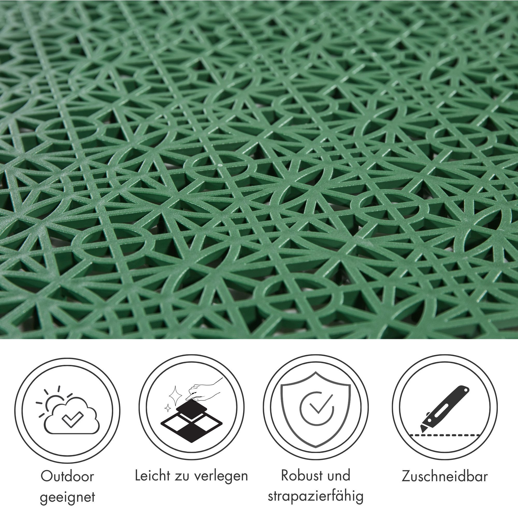Andiamo Kunststoff-Fliesen Terra Sol, Terrassenfliesen, wetterfest, Made in Switzerland, Set, 7 St., erhältlich mit 7 Stück (1 qm), 14 Stück (2 qm) oder 35 Stück (5 qm), Klickfliesen, 38x38 cm, Balkon Bodenbelag, UV-beständig