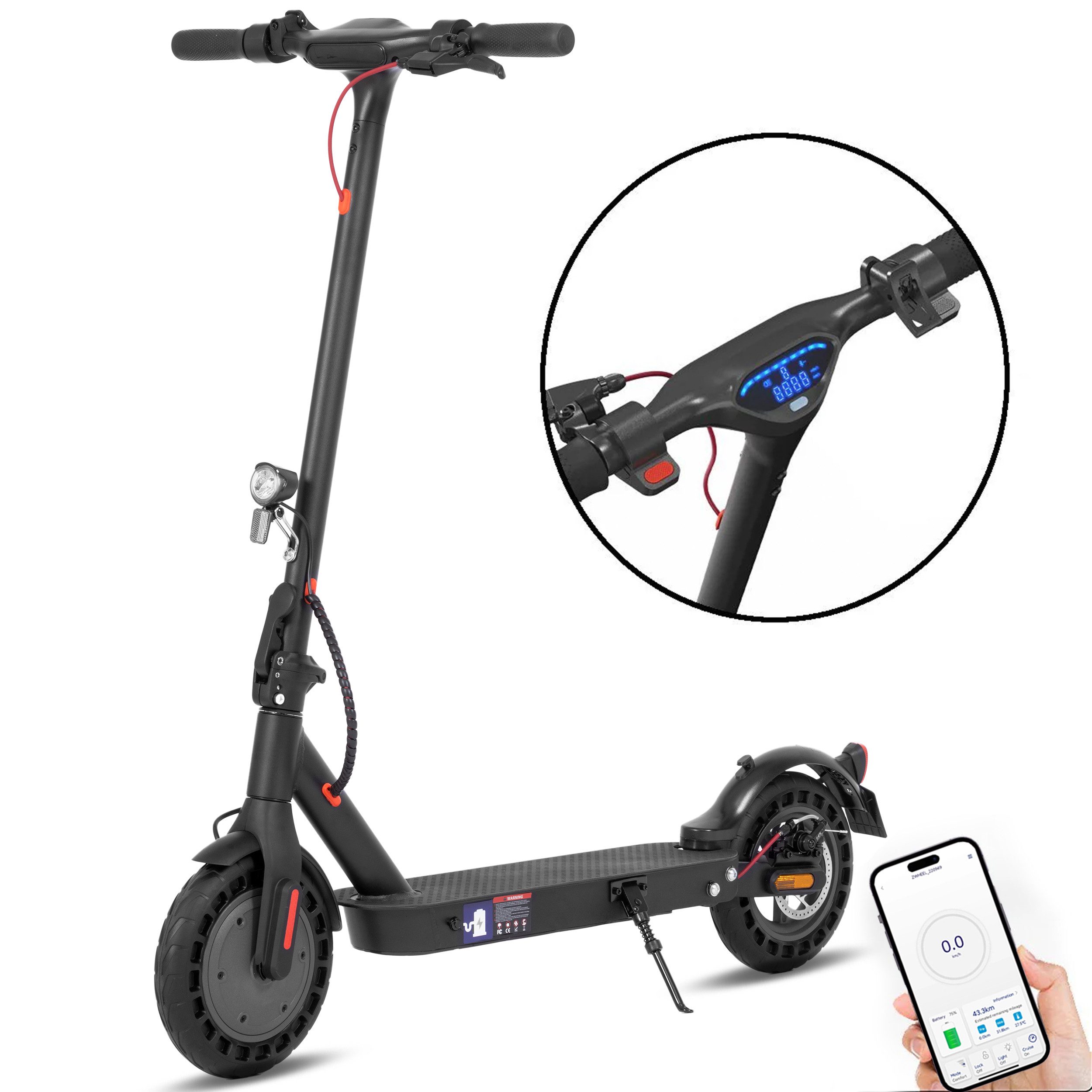 Leawin E-Scooter 10 Zoll E-roller, Elektroroller mit Straßenzulassung (ABE), klappbar, 500,00 W, 20,00 km/h, (Steigfähigkeit 20 °, mit App, max. 120kg), E-ABS+Scheibenbremse, Stoßdämpfer, ab 14 Jahre