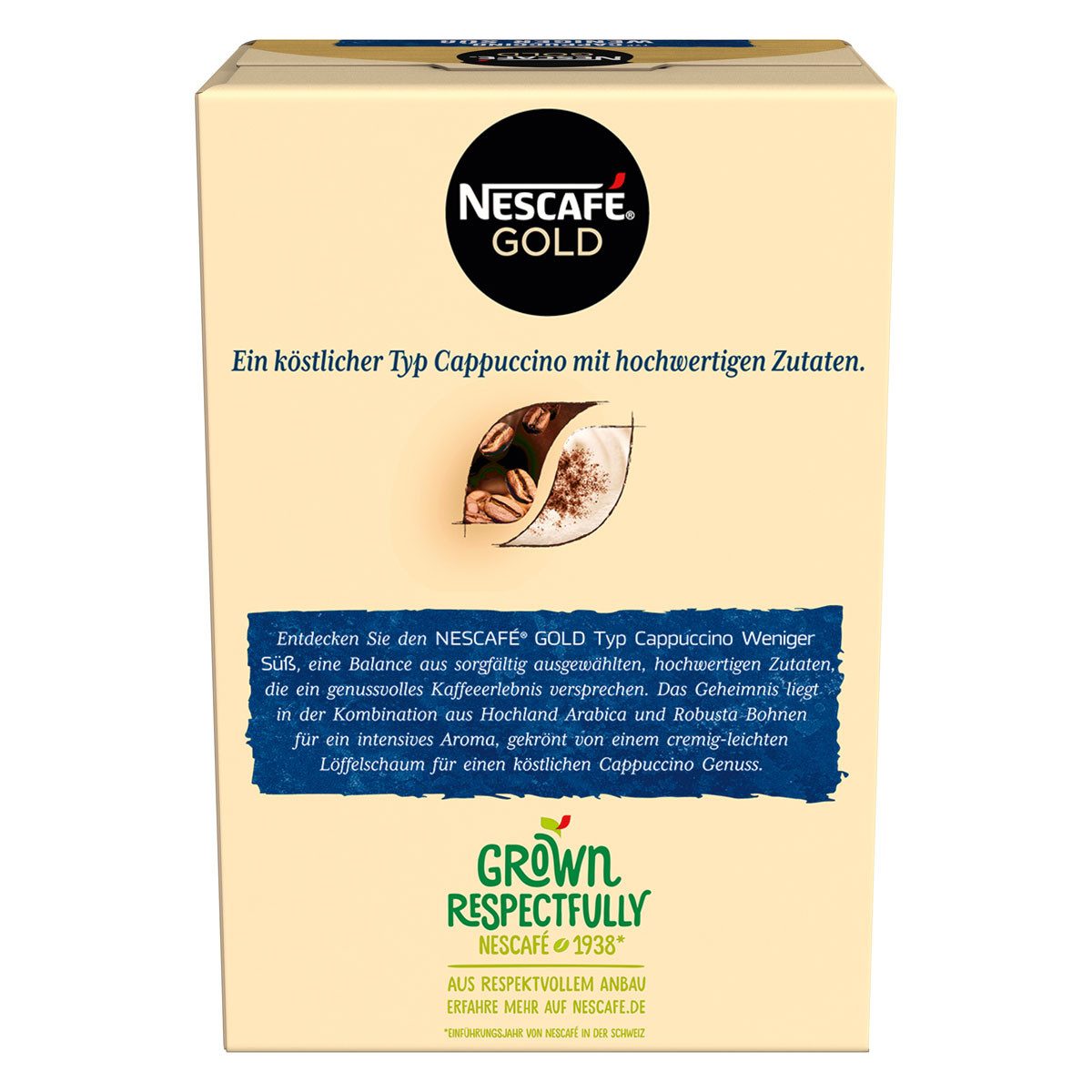 NESCAFE Kaffee, Nescafe Typ Cappuccino Weniger süß Löslich im Portionsbeutel 4er Pack