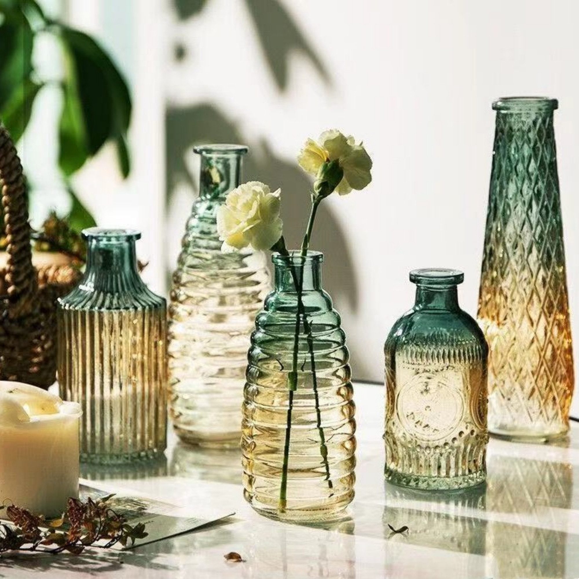 SEHAUSEU Dekovase Vase aus Glas Blumenvase (Set, 5 St) Verlaufsfarben, in 5 günstig online kaufen