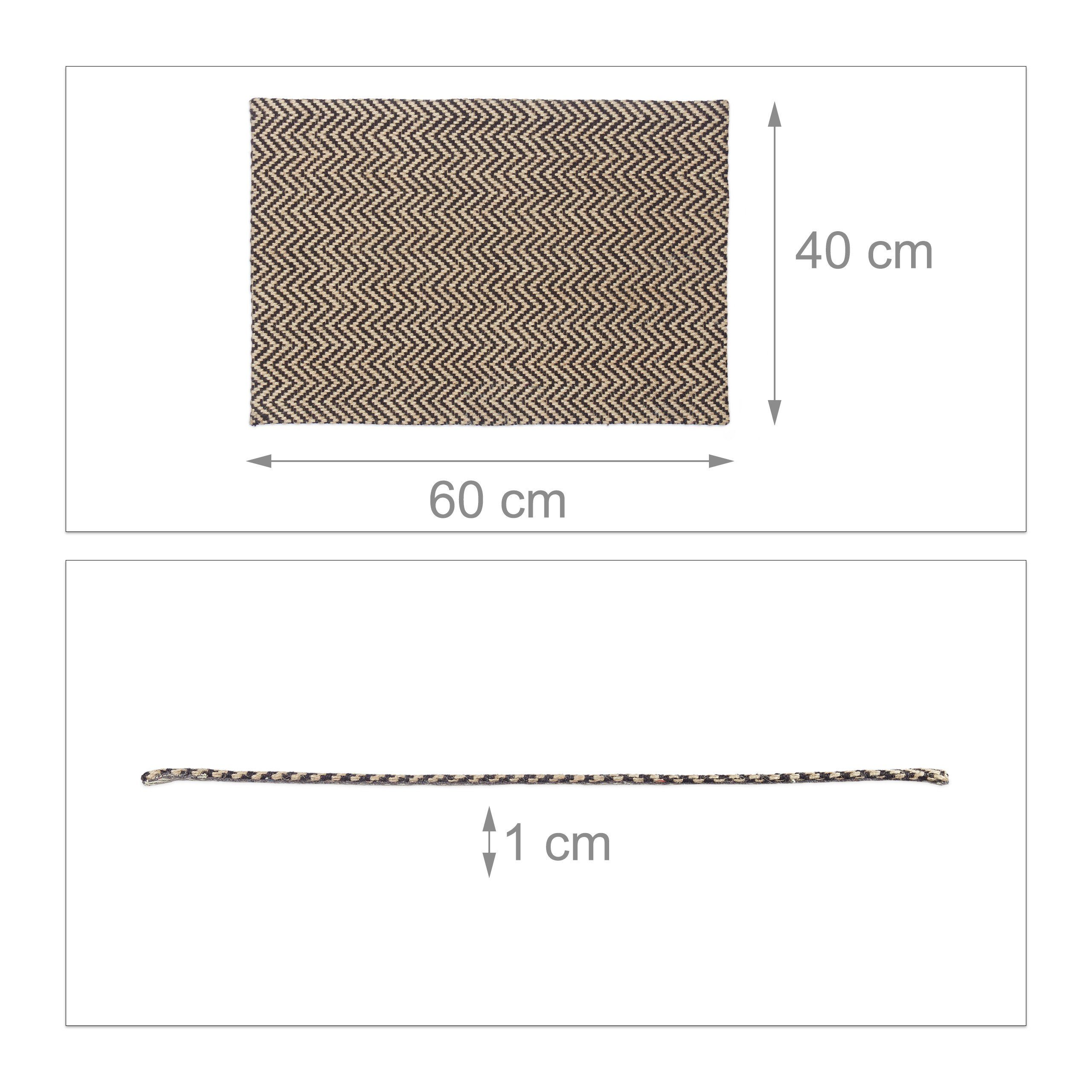 relaxdays Fußmatte Jute Zickzack, Höhe: 10 mm