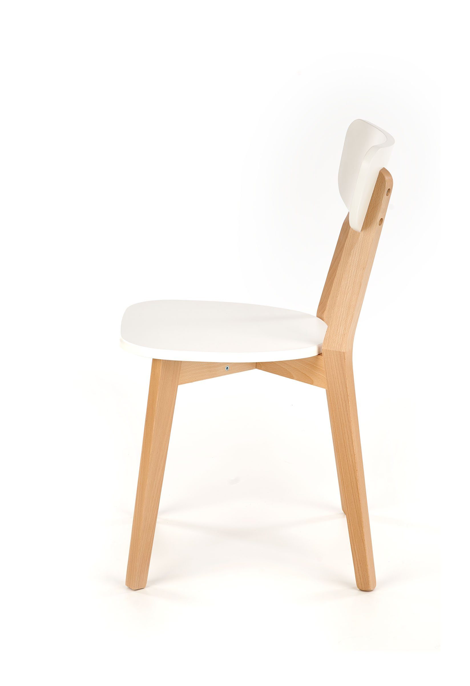 Holzstuhl Weiß 4-Fußstuhl aus Gestell modern, stabil, pflegeleicht Skandi-Stil, FabiMax Buche, Lenio, Natur /