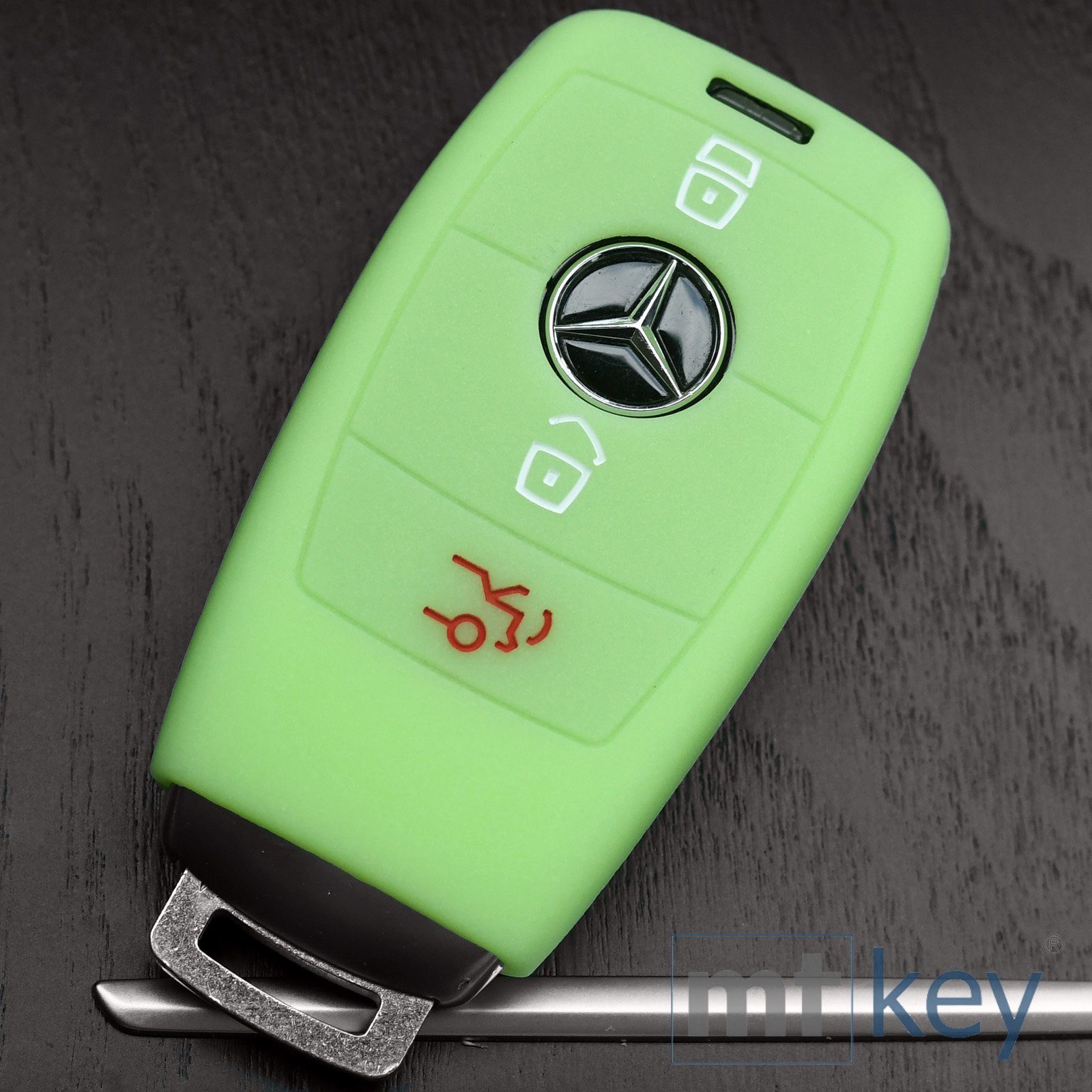 mt-key Schlüsseltasche E-Klasse C238 KEYLESS W213 Silikon Schutzhülle Tasten Mercedes für Grün, S213 3 fluoreszierend Benz Autoschlüssel W238 Softcase