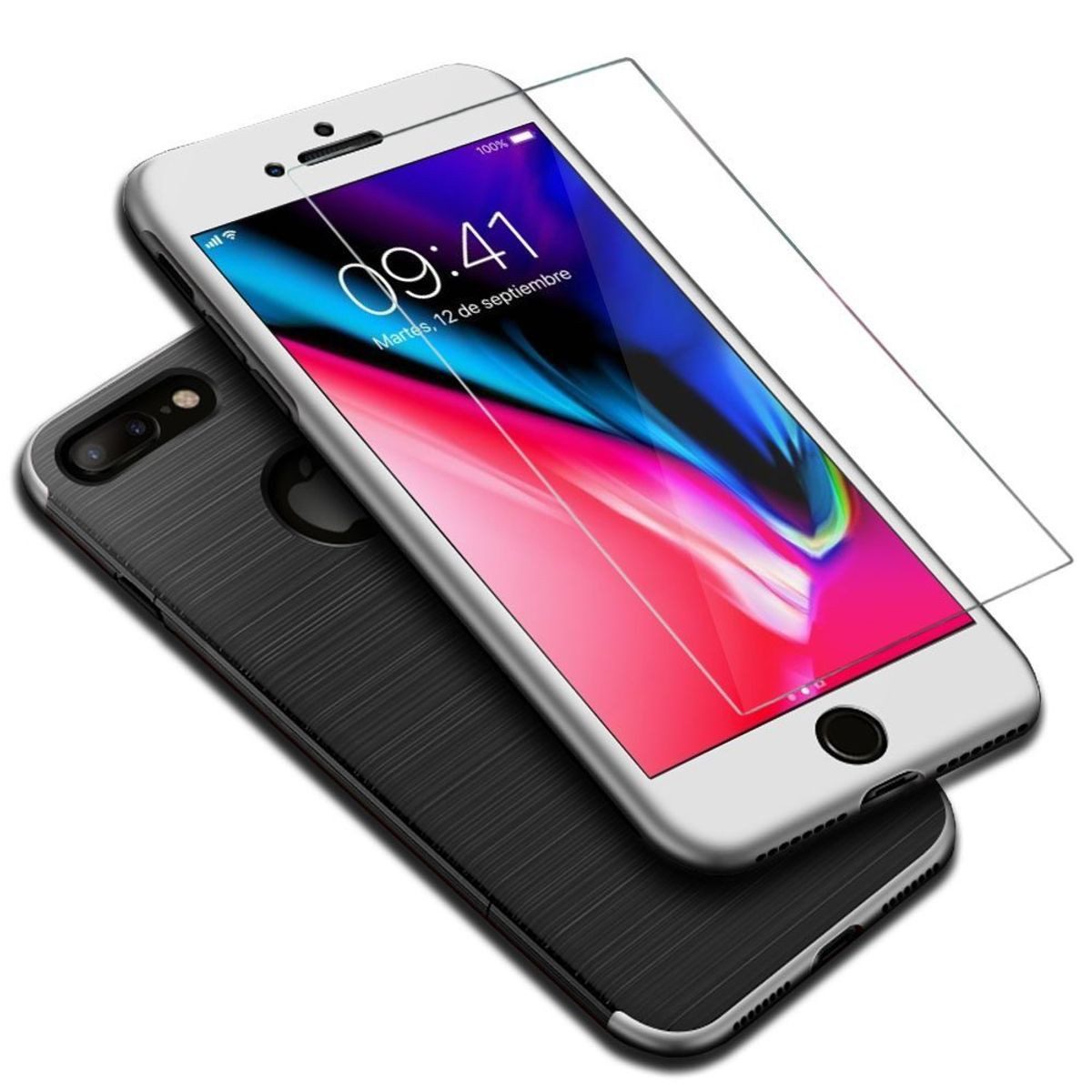 König Design Handyhülle Apple iPhone 8 Plus, Apple iPhone 8 Plus Handyhülle Backcover Silber